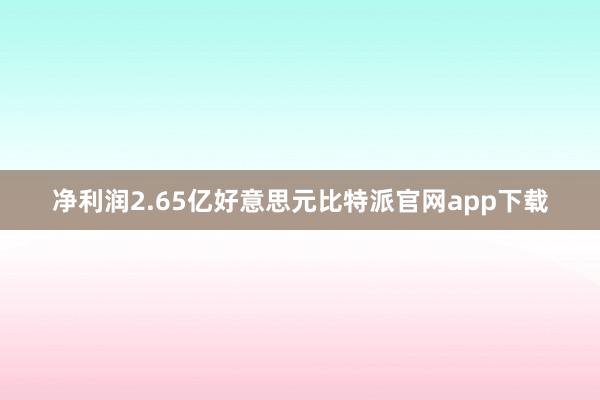 净利润2.65亿好意思元比特派官网app下载