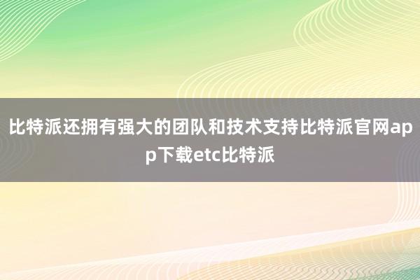 比特派还拥有强大的团队和技术支持比特派官网app下载etc比特派