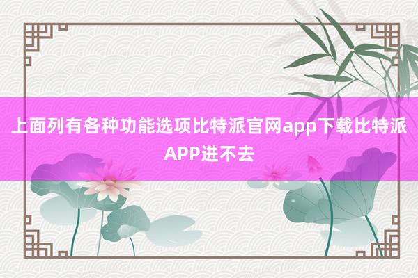 上面列有各种功能选项比特派官网app下载比特派APP进不去