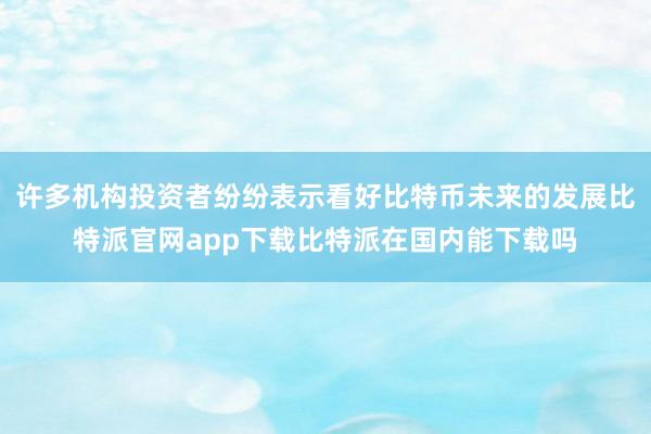 许多机构投资者纷纷表示看好比特币未来的发展比特派官网app下载比特派在国内能下载吗