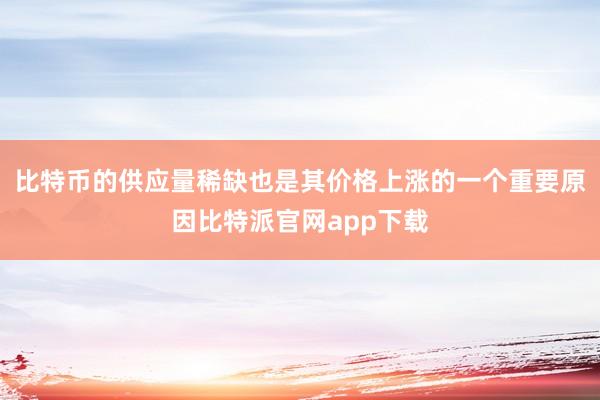 比特币的供应量稀缺也是其价格上涨的一个重要原因比特派官网app下载