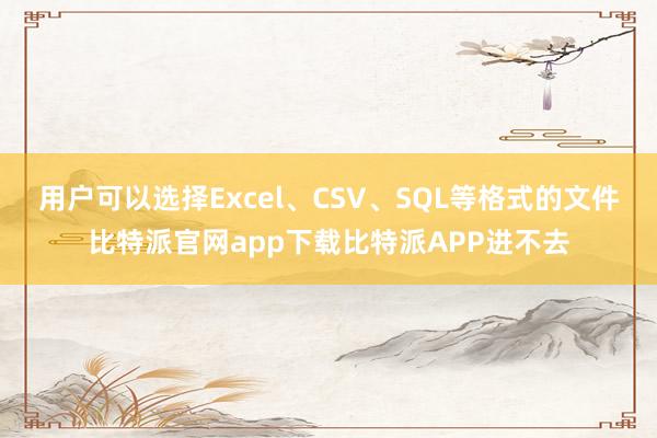 用户可以选择Excel、CSV、SQL等格式的文件比特派官网app下载比特派APP进不去