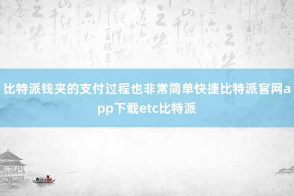 比特派钱夹的支付过程也非常简单快捷比特派官网app下载etc比特派