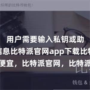 用户需要输入私钥或助记词等信息比特派官网app下载比特派币便宜，比特派官网，比特派钱包，比特派下载